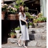 TE8257HJYS Korean style v neck batwing sleeve personality side slit long dress