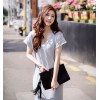 TE8257HJYS Korean style v neck batwing sleeve personality side slit long dress