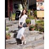 TE8257HJYS Korean style v neck batwing sleeve personality side slit long dress