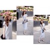 TE8257HJYS Korean style v neck batwing sleeve personality side slit long dress