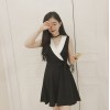 TE8896YGFS Korean fashion sleeveless color matching v neck slim waist bowknot dress