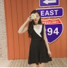 TE8896YGFS Korean fashion sleeveless color matching v neck slim waist bowknot dress