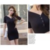 TE9292WMSS Korean style sexy deep v neck tight hip club dress