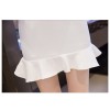TE9296WMSS Europe style debutant round neck slim flouncing sleeveless forked tail dress