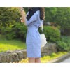 TE9915WJYS Simple splicing batwing sleeve slim dress