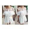 TE9920WJYS Princess lace splicing off shoulder shirt