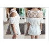 TE9920WJYS Princess lace splicing off shoulder shirt