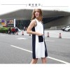 TE1170BNYR Star style geometry pattern splicing chiffon dress