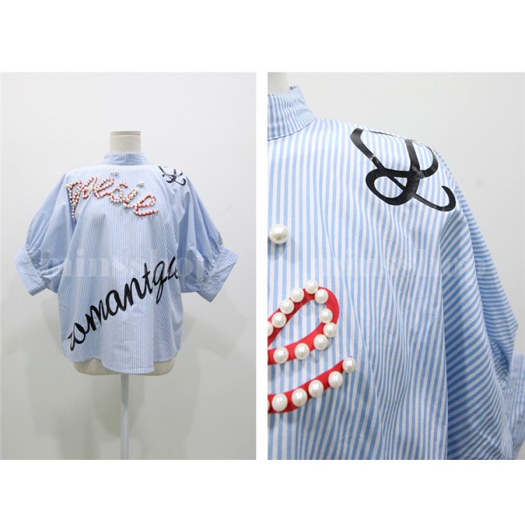 Te1299gjwl New Style Art Letters Beads Decoration Fashion Shirt