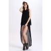 TE2105OMSS Europe fashion double layers chiffon fake two piece forked tail dress