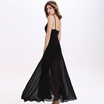 TE2126OMSS Europe fashion backless sexy chiffon split irregular gallus dress