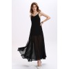 TE2126OMSS Europe fashion backless sexy chiffon split irregular gallus dress