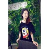 TE5763JZYS Cute cartoon print letters lace sexy off shoulder t-shirt