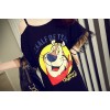 TE5763JZYS Cute cartoon print letters lace sexy off shoulder t-shirt