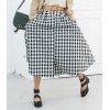 TE6404YZS Black and white checks vintage elegant A-line umbrella skirt