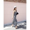 TE6405YZS Korean fashion stripes tube top empire waist jumpsuit