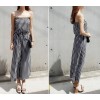 TE6405YZS Korean fashion stripes tube top empire waist jumpsuit