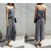 TE6405YZS Korean fashion stripes tube top empire waist jumpsuit