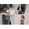 TE6405YZS Korean fashion stripes tube top empire waist jumpsuit