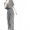 TE6410YZS Europe fashion black and white stripes backless empire waist jumpsuit