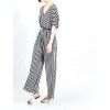 TE6410YZS Europe fashion black and white stripes backless empire waist jumpsuit