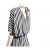 TE6410YZS Europe fashion black and white stripes backless empire waist jumpsuit