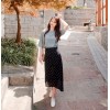 TE6411YZS Korean fashion white dot irregular chiffon skirt