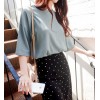 TE6411YZS Korean fashion white dot irregular chiffon skirt