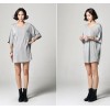 TE6412YZS Korean style simple loose batwing sleeve V neck t-shirt