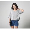 TE6412YZS Korean style simple loose batwing sleeve V neck t-shirt