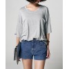 TE6412YZS Korean style simple loose batwing sleeve V neck t-shirt