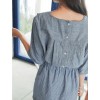 TE6515WJYS Vintage temperament slim waist pocket vertical stripes dress