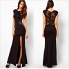 TE6813YWQS Europe fashion split lace back maxi formal dress