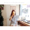 TE6814YWQS Japanese style slim lace splicing flouncing sleeve stripes blouse