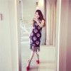 TE1077YYG Vintage print tassel cheongsam dress