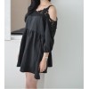 TE1613TGFS Korean fashion lace off shoulder casual loose large size blouse