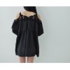 TE1613TGFS Korean fashion lace off shoulder casual loose large size blouse