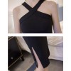 TE7011WMSS New style sexy debutant cross neck side slit temperament slim dress