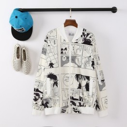 TE9187AXMZC Harajuku style irregular comics print baseball coat