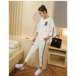 TE1050MYH Korean fashion casual loose sports t-shirt with harem pants tracksuit