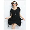 TE1616XEKJ Plus size tassel loose batwing sleeve tops