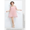 TE1618XEKJ Plus size off shoulder crumple chiffon dress