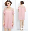 TE1618XEKJ Plus size off shoulder crumple chiffon dress