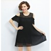 TE1618XEKJ Plus size off shoulder crumple chiffon dress