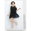 TE1618XEKJ Plus size off shoulder crumple chiffon dress