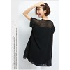 TE1619XEKJ Plus size hollow out splicing chiffon dress