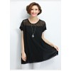 TE1619XEKJ Plus size hollow out splicing chiffon dress