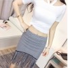 TE6552YZL Fashion multi-way wear modal tops with houndstooth tassel skirt