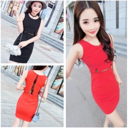 TE6558YZL Debutant sexy fake two piece mesh waist slim dress