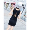 TE6558YZL Debutant sexy fake two piece mesh waist slim dress